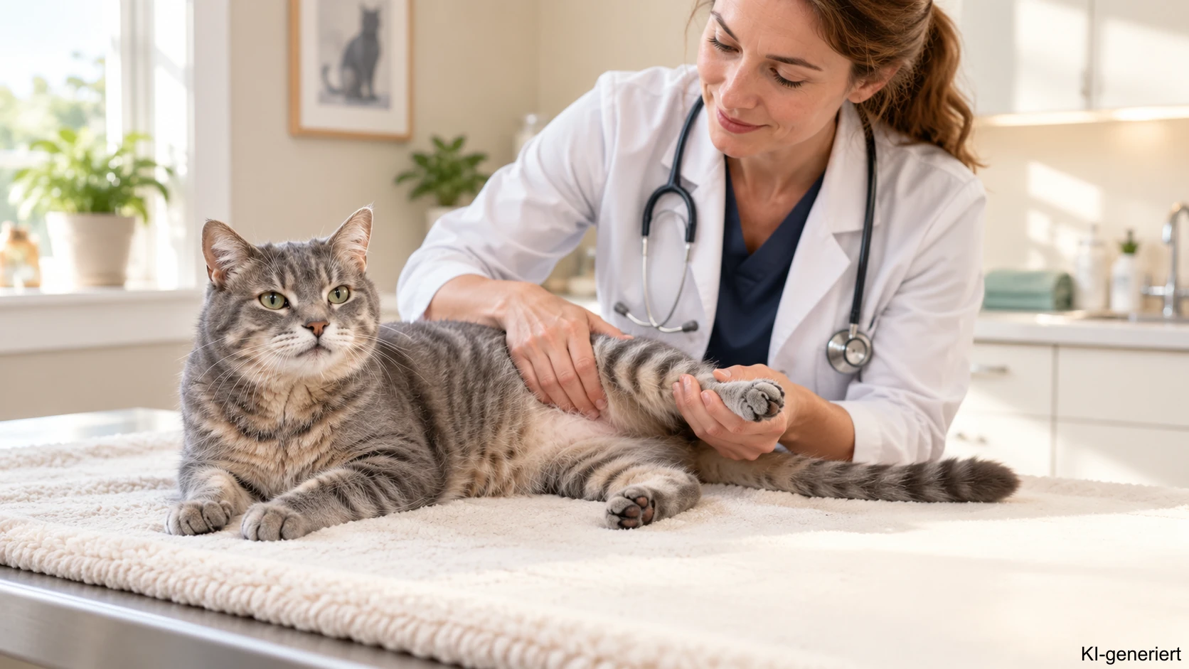 Schmerzuntersuchung bei einer Senior-Katze